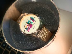 round dial analog hand watch elephant print