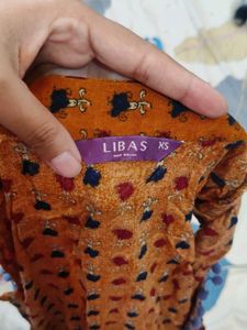 Libas Orange Printed Ethnic Jacket
