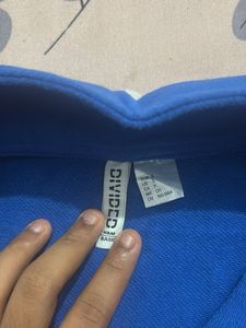 Blue Long Sleeve Button Neck Top