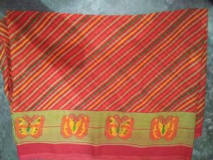 Vibrant Striped Saree with Butterfly Border
