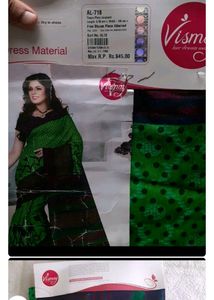 Green Polka Dot Saree Fabric