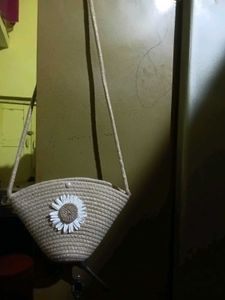 Chic Woven Crossbody Bag with Flower
