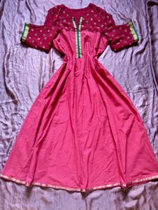 Red- Pinkish A-line Flared Dress