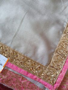Designer Cream And Peach Colour Saree