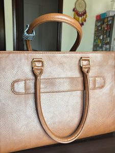Chic Brown Faux Leather Laptop Bag