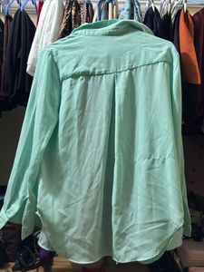 Light Green Button-Up Blouse