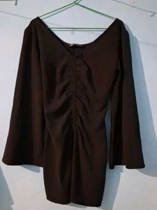 Chic Black Ruched Dress