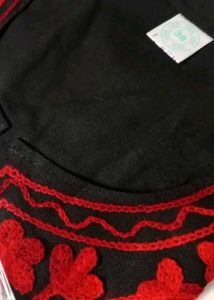 Black Kurta with Red Embroidery