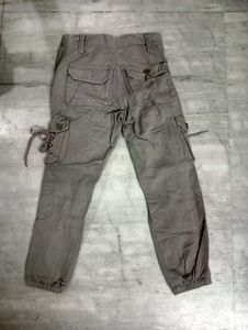 Gray Cargo Pants with Lace Detail