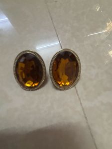 Elegant Oval Amber Gemstone Earrings