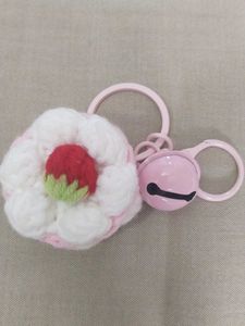 Cute Crochet Strawberry Keychain with Bell