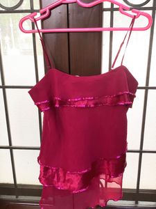 Sparkly Layered Fuchsia Dress