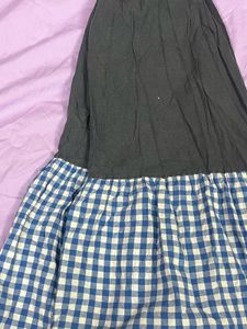 Blue Checkered Maxi Skirt