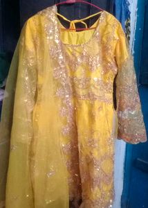 Yellow Ethnic garara Firock With Dupatta