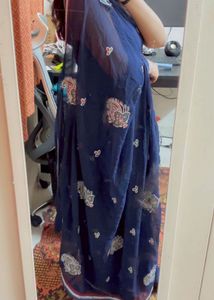 Elegant Navy Blue Saree with blouse