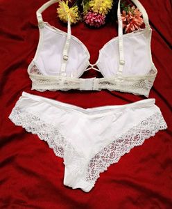 Lace Trim Bra and Panty Set