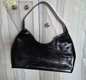 Chic Black Croc Embossed Hobo Bag