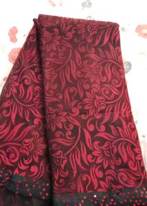Elegant Red &amp; Black Floral Design Saree