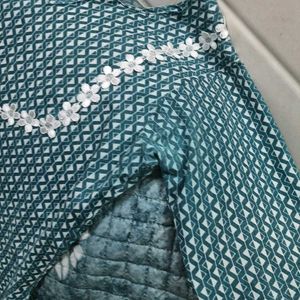 Beautiful Teal Floral Lace Kurti