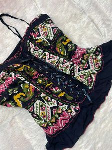 Boho Print Corset Top