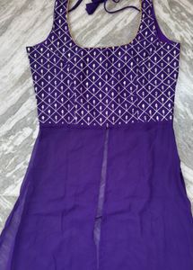 Elegant Purple Embroidered Gown