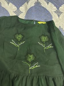 Elegant Green Embellished Gown with palazzo