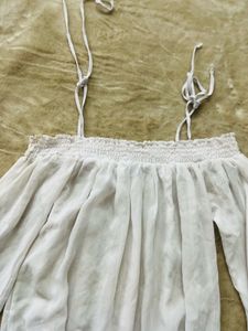 White Off-Shoulder Smocked Blouse