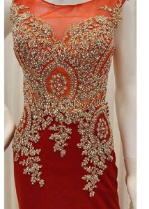 Stunning Red &amp; Gold Embellished Gown