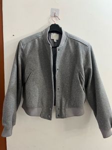 Grey cropped Bomber Jacket