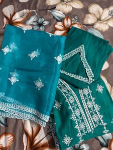 Beautiful Teal Embroidered Kurta Set
