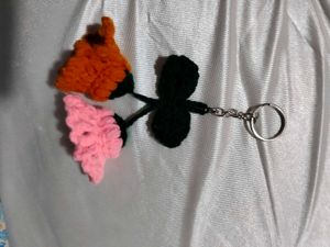 Handmade Crochet Floral Keychain