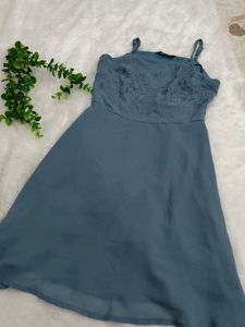 Chic Blue Spaghetti Strap Dress