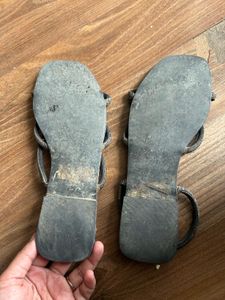 INC5 Blue Embellished Flat Sandals