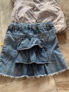 Girls Denim Skirt and Top Set
