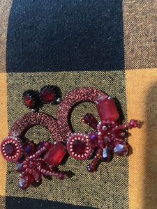 Red Long Earring Partywear