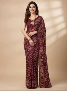 wine bandhani sarees