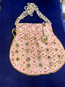 Pink Embellished Potli Bag