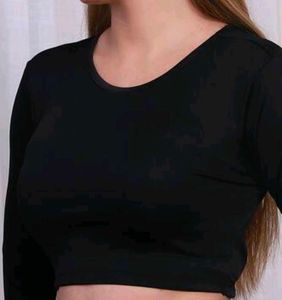 Shein Black Long Sleeve Crop Top