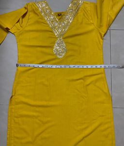 Vibrant Yellow Kurta Set with Floral Dupatta