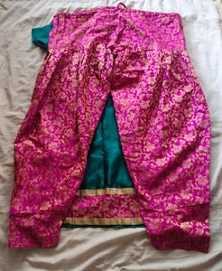 Silk Patiala Suit With Neck Embellished And Net Du
