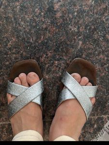 Sparkling Silver Crossover Sandals