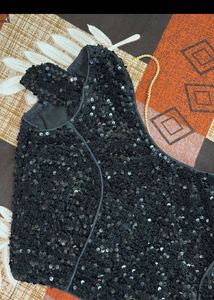 Sparkling Black Sequin Blouse
