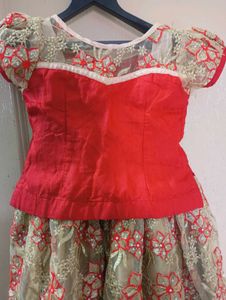 Embroidered Red and Gold Lehenga Choli