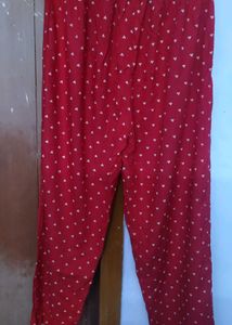 Comfy Red Heart Pattern Pants