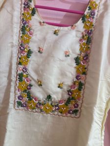 Embroidered Cream Kurta