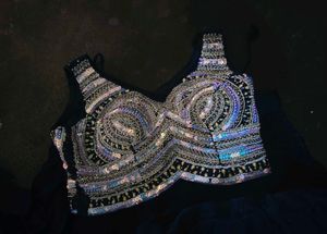 Embellished Choli With Blue Skirt