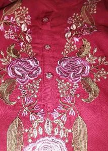 Maroon Embroidered Kurta Set