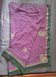 Elegant Lavender Saree with Green Border