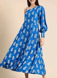 Stylish Blue Printed Dress