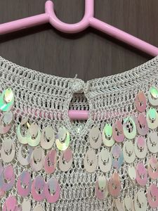 Sparkling Sequin Fringe Top free size